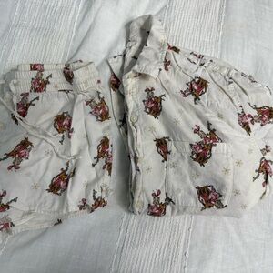 Aerie Christmas flannel White Shirt and Shorts Set